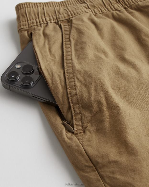 Bottoms Hollister Men Twill Jogger Shorts 7\\ 488201147 Dark Khaki